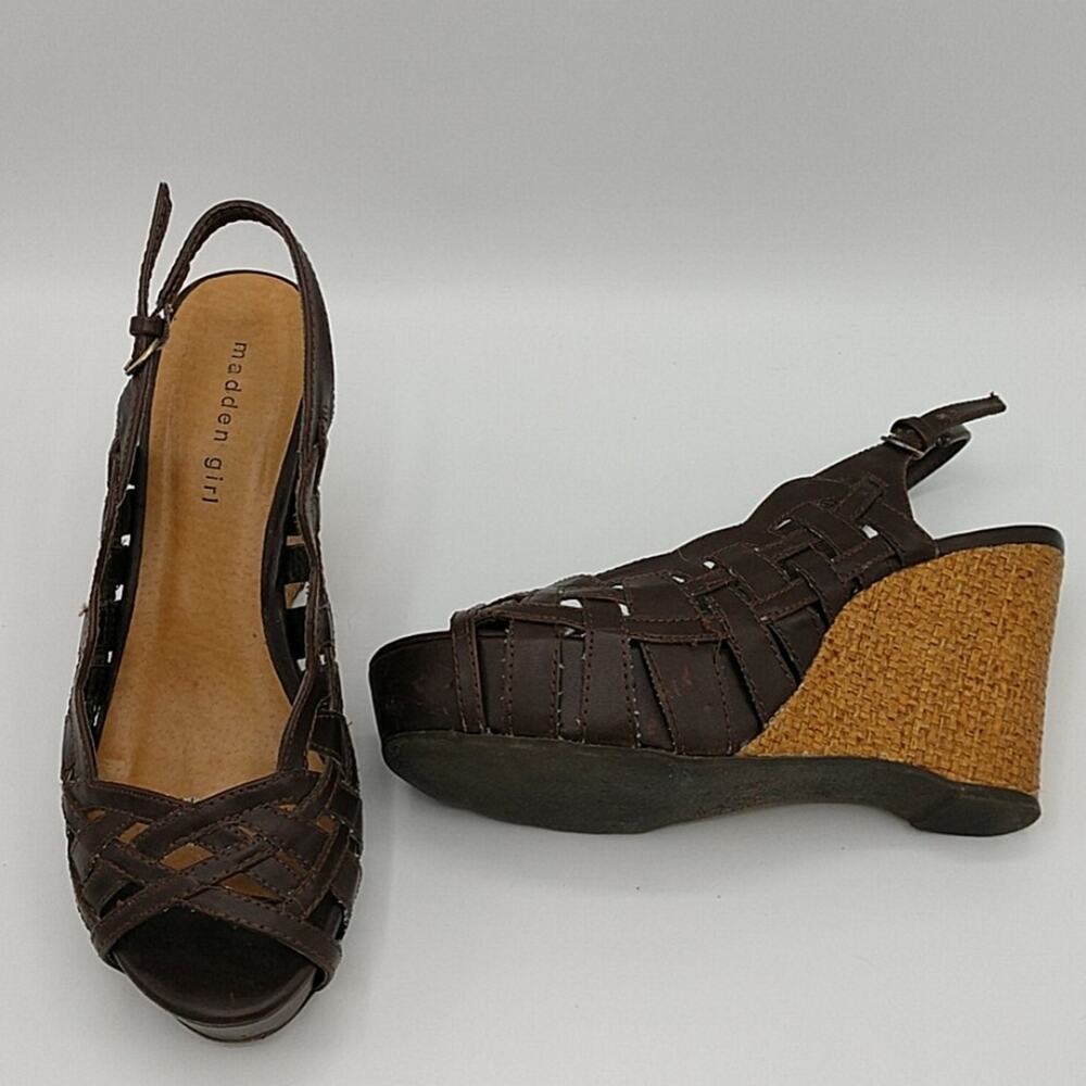 Madden Girl Teza Brown Woven Wedge Platform Sandal